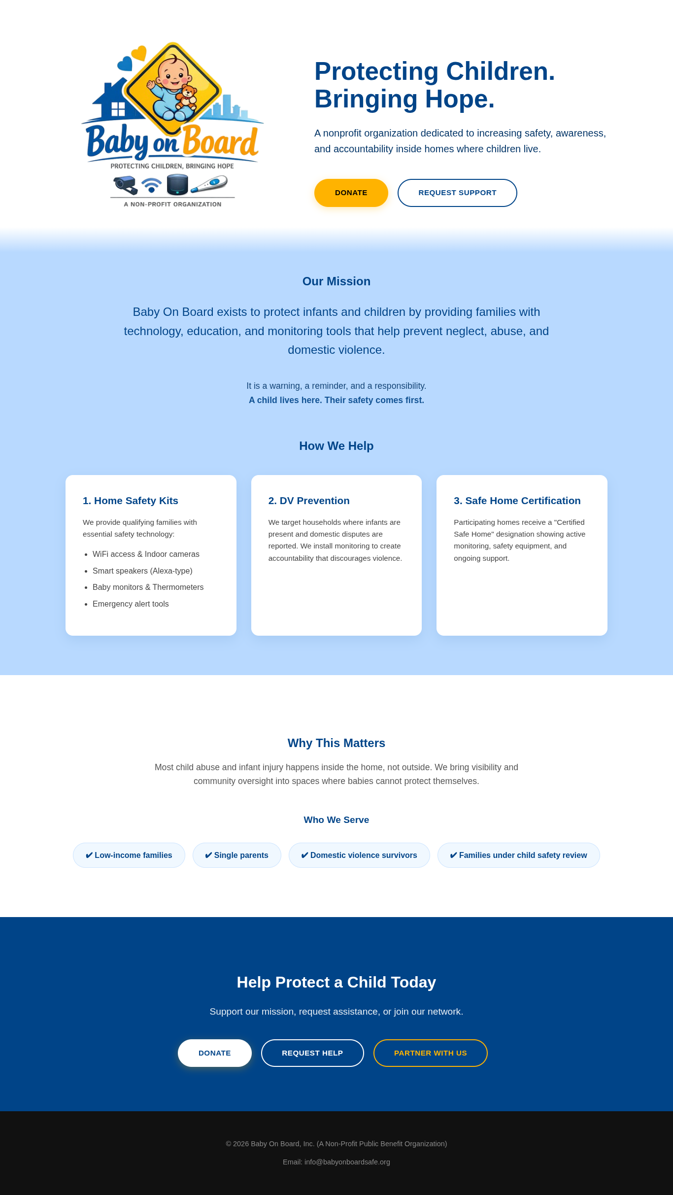 Baby on Board website